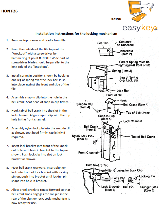 Hon F26 Assembly Instructions Support